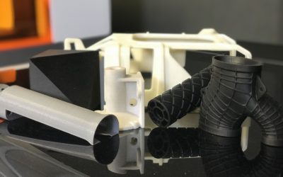 collection of printed parts manufactured from different technologies